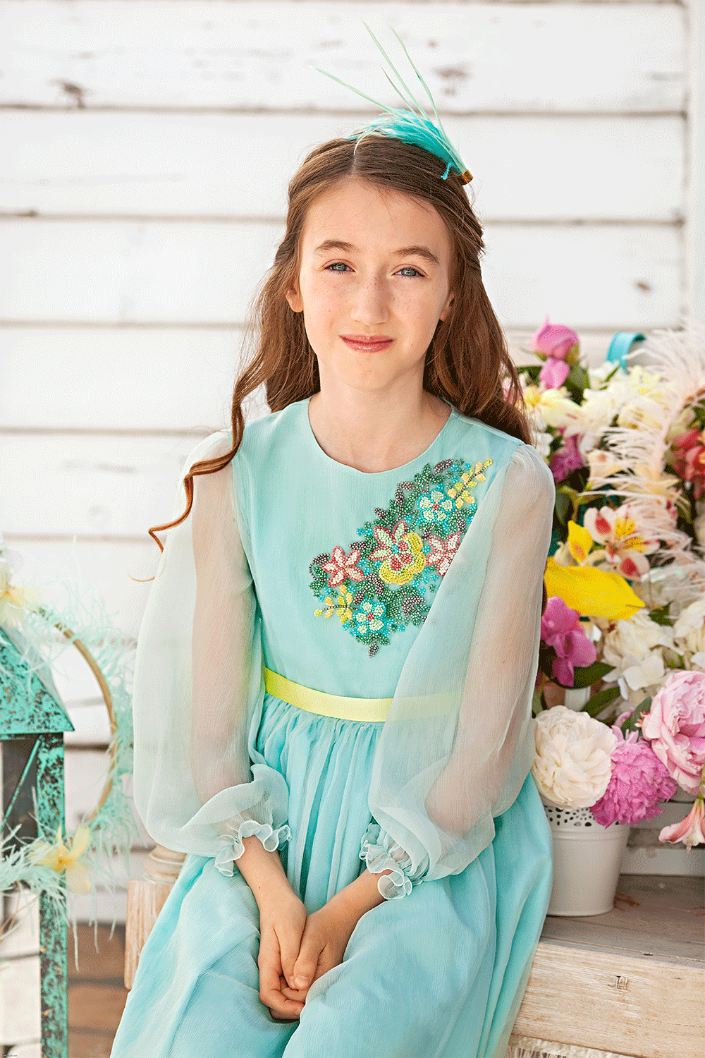 Silk chiffon dress with hand-made embellishments