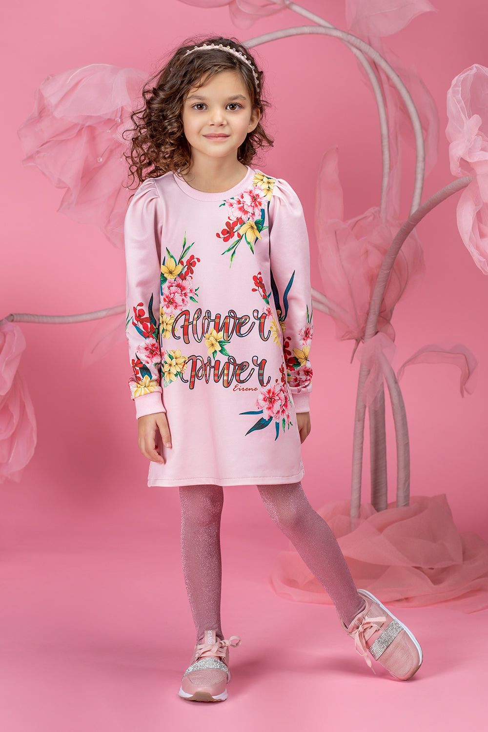 Pink floral printed tunic