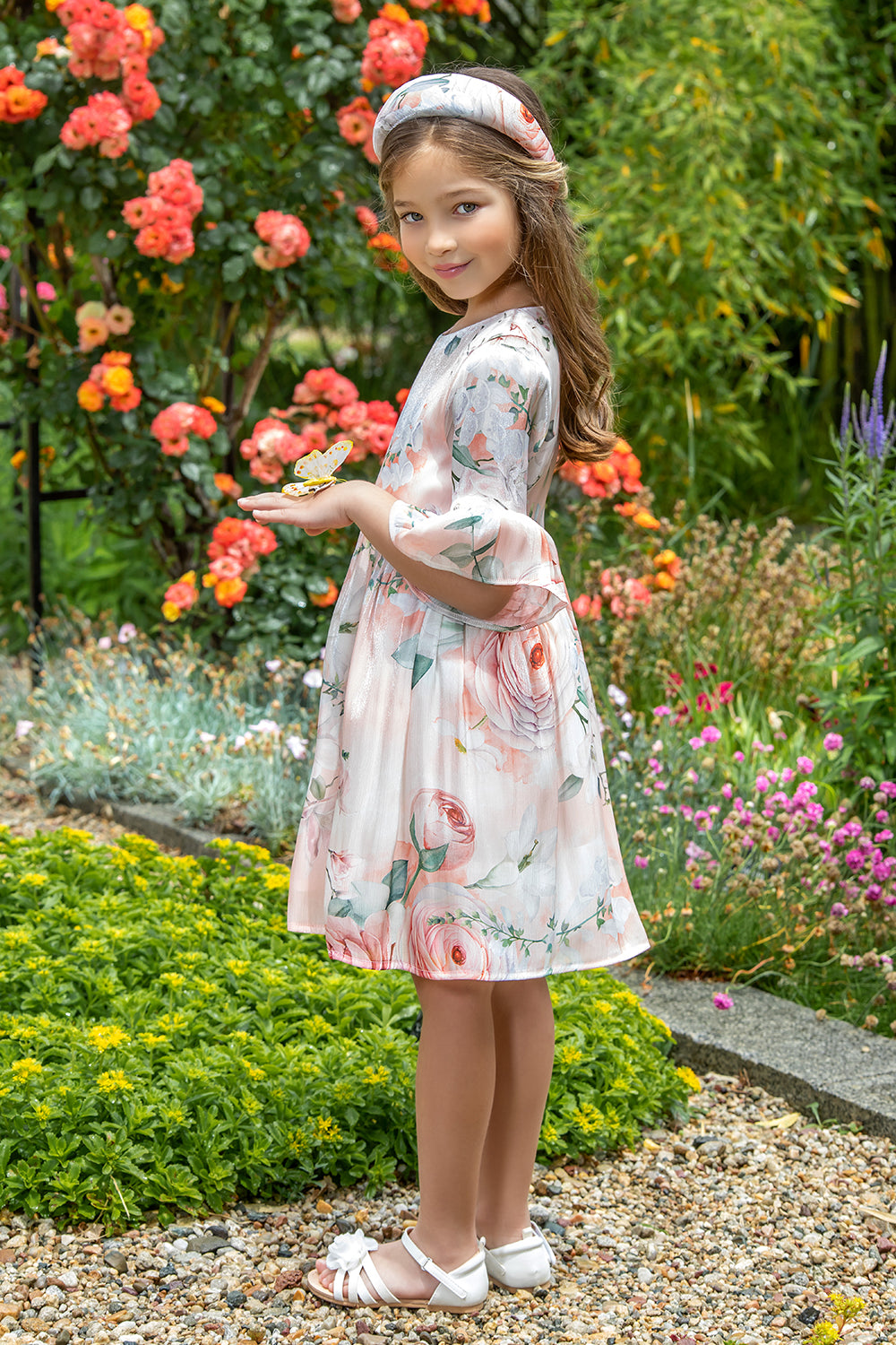 Peach shimmering ranunculus dress