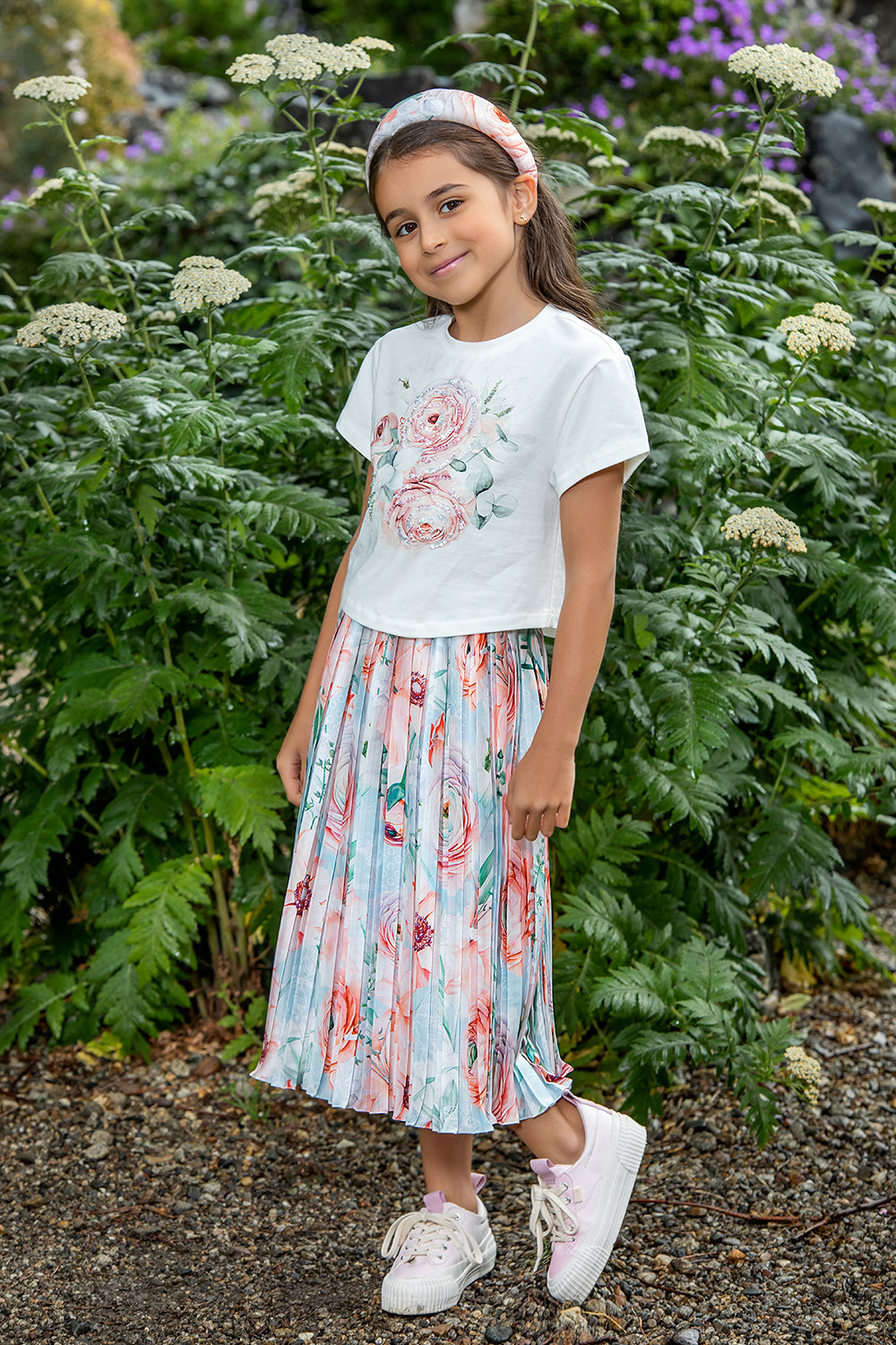 Blue ranunculus pleated skirt