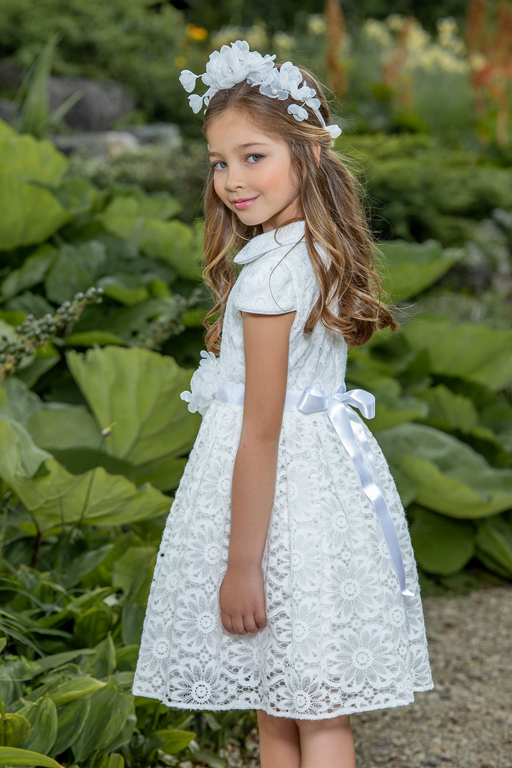 White floral dress with flower belt