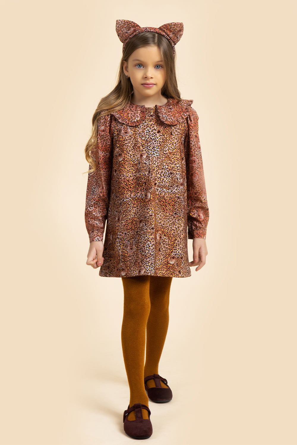 Animalistic Liberty print jersey cotton dress with collar