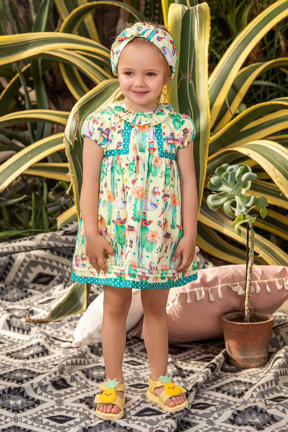 Baby yellow cactuses dress with panties