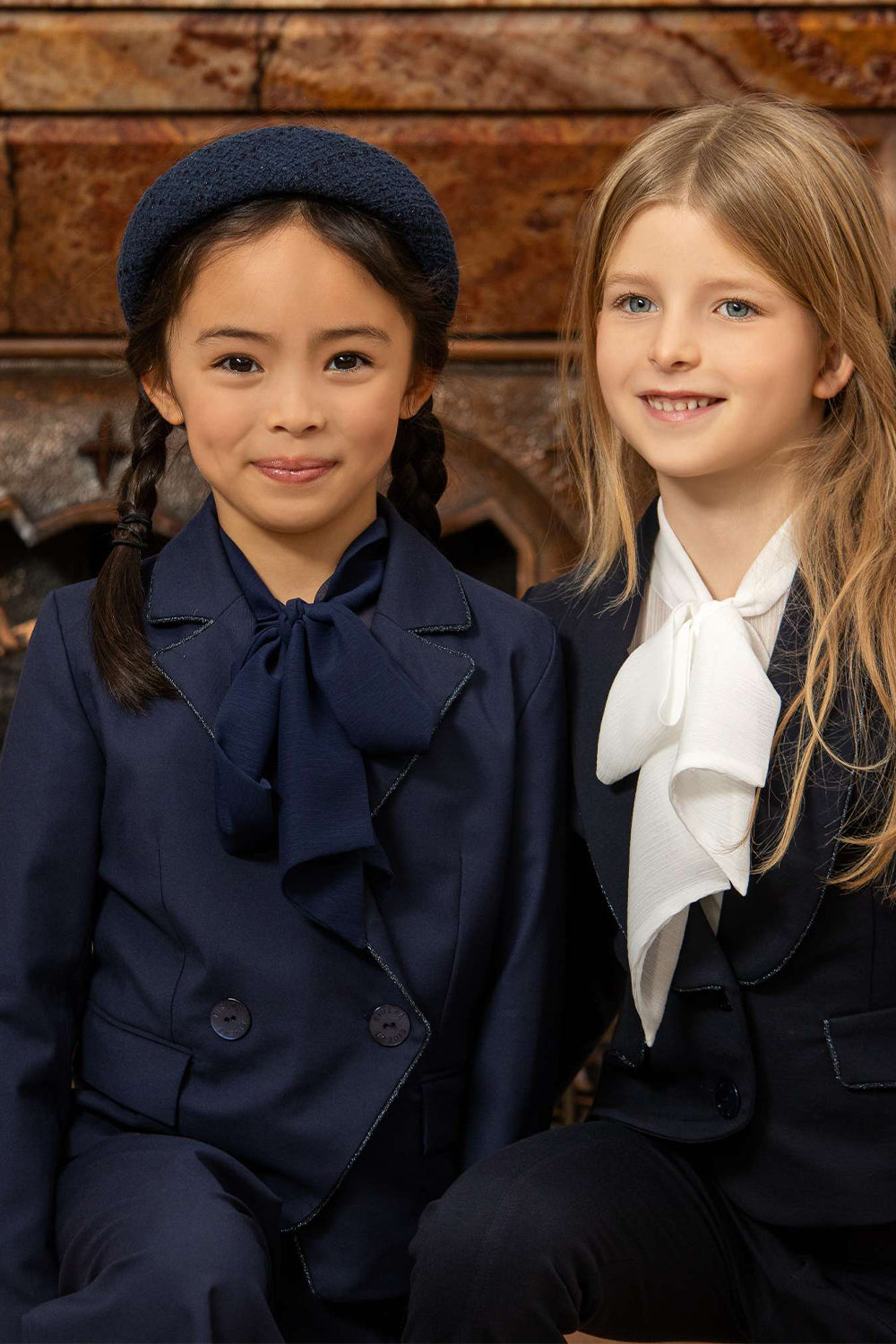 Blue poly-viscose suit blazer with blue lurex piping and branded mother of pearl buttons