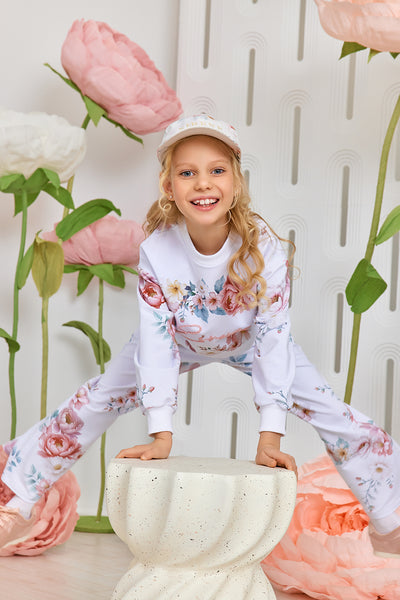 White floral logo tracksuit