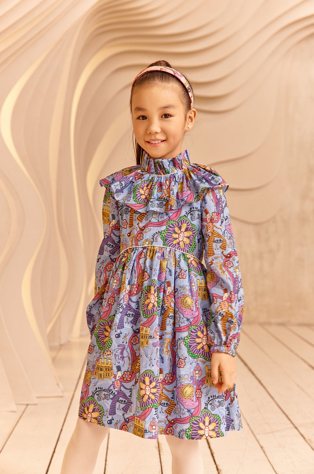 Liberty London funny creatures cotton blue dress