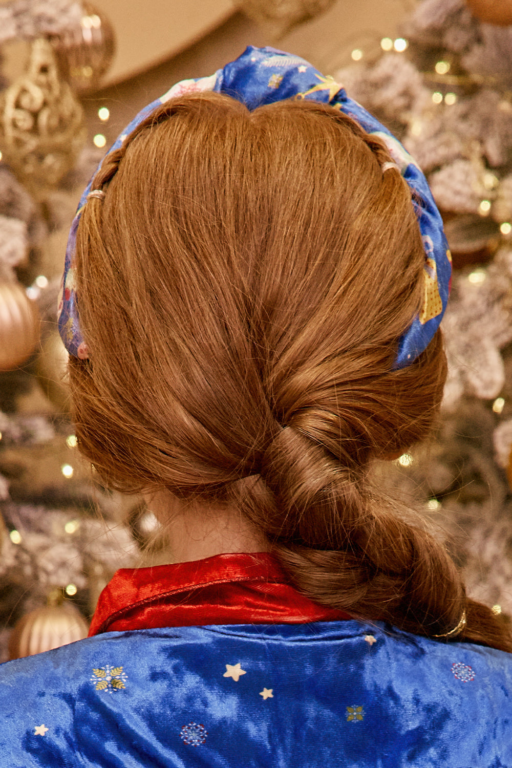 Blue velvet Christmas knot hairband