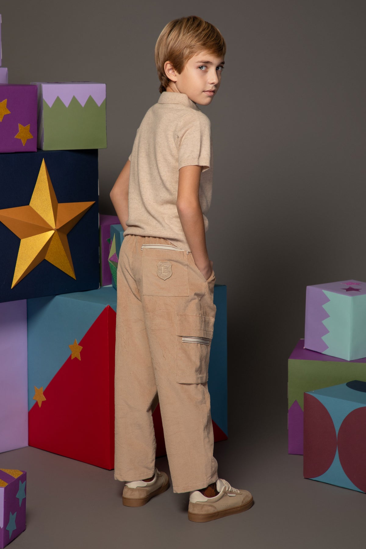 Wool and cashmere knit polo with EIRENE KNIGHTS detail