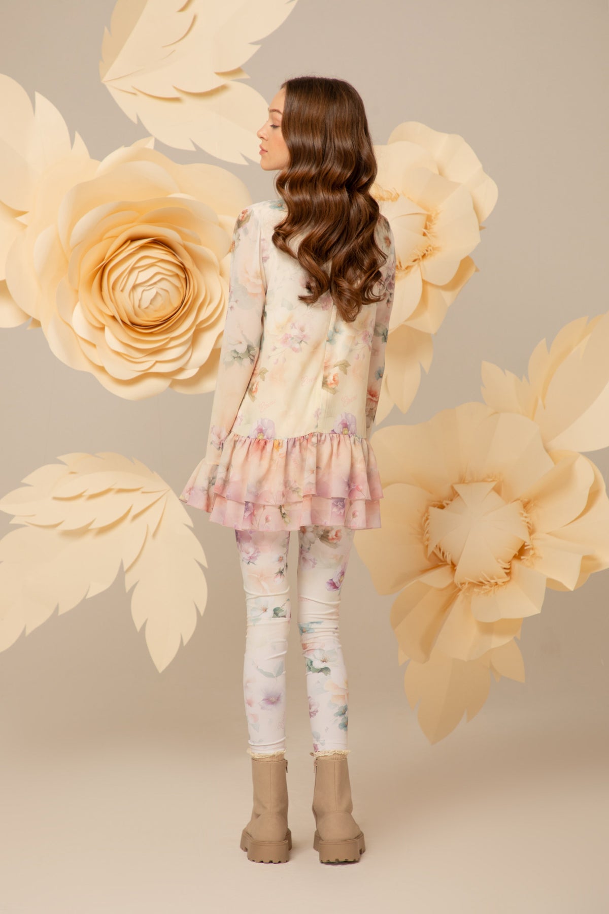 Back view of the floral tunic dress