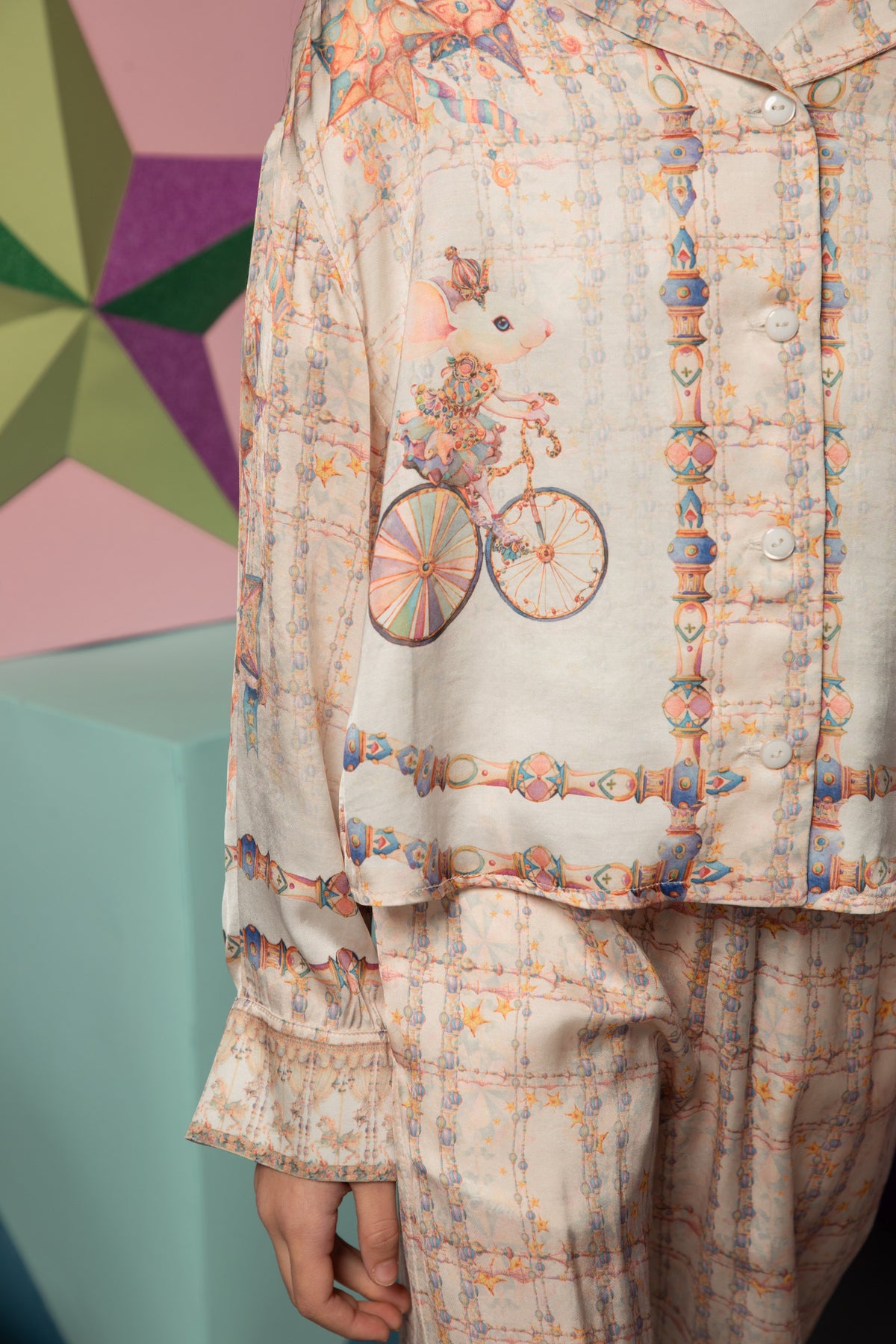 Detail of the printed viscose fabric