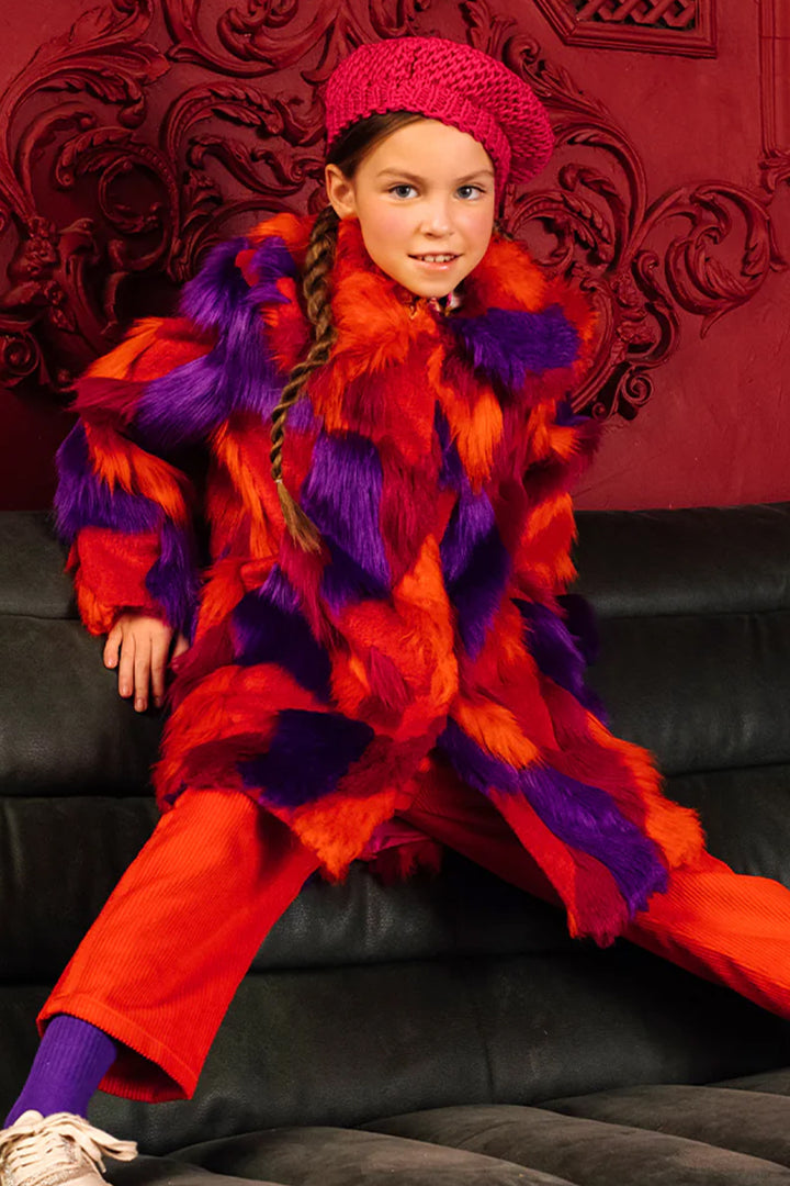 Red fake fur store