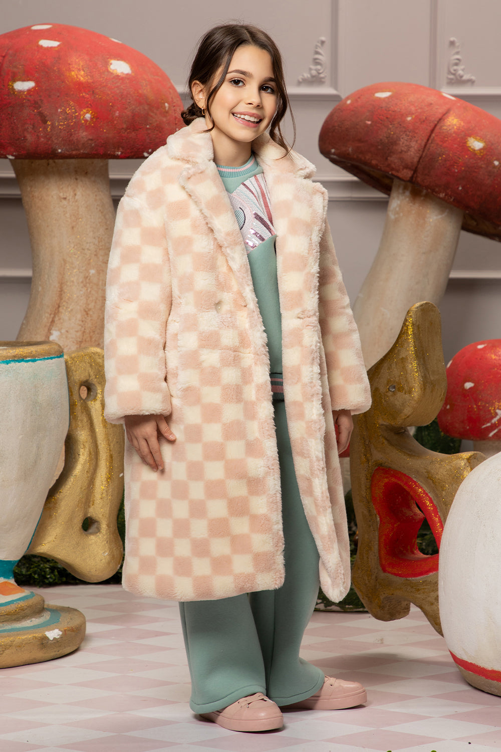 Light pink and off-white padded coat