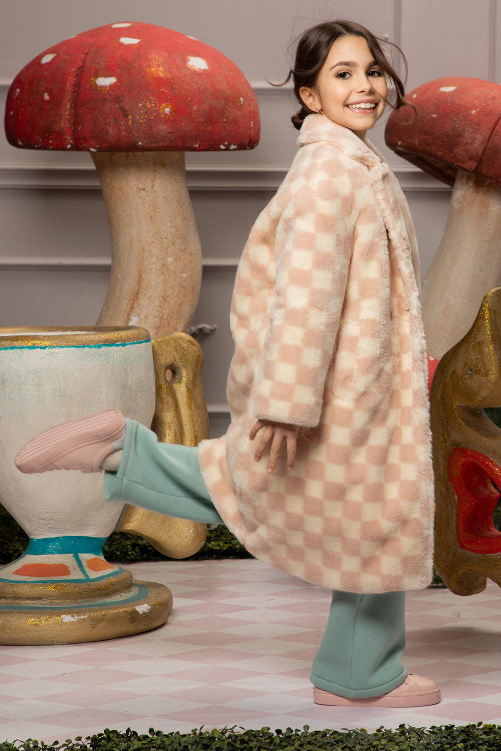 Light pink and off-white padded coat