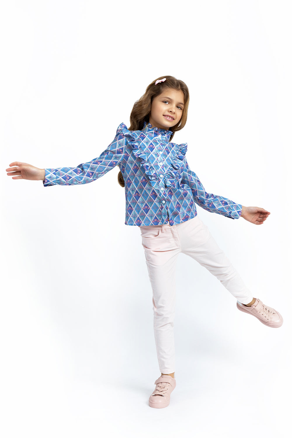 Light pink corduroy slim trousers