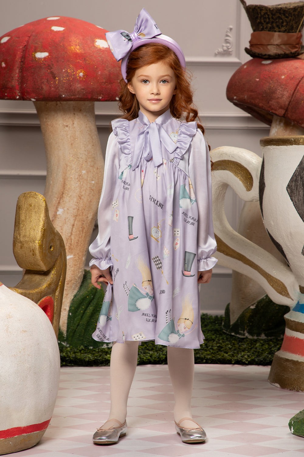 Lilac "Alice in wonderland dress" with pussy bow