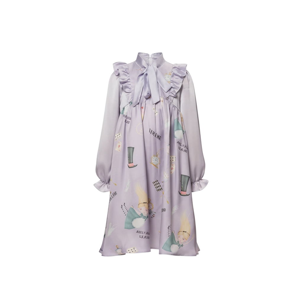 Lilac "Alice in wonderland dress" with pussy bow