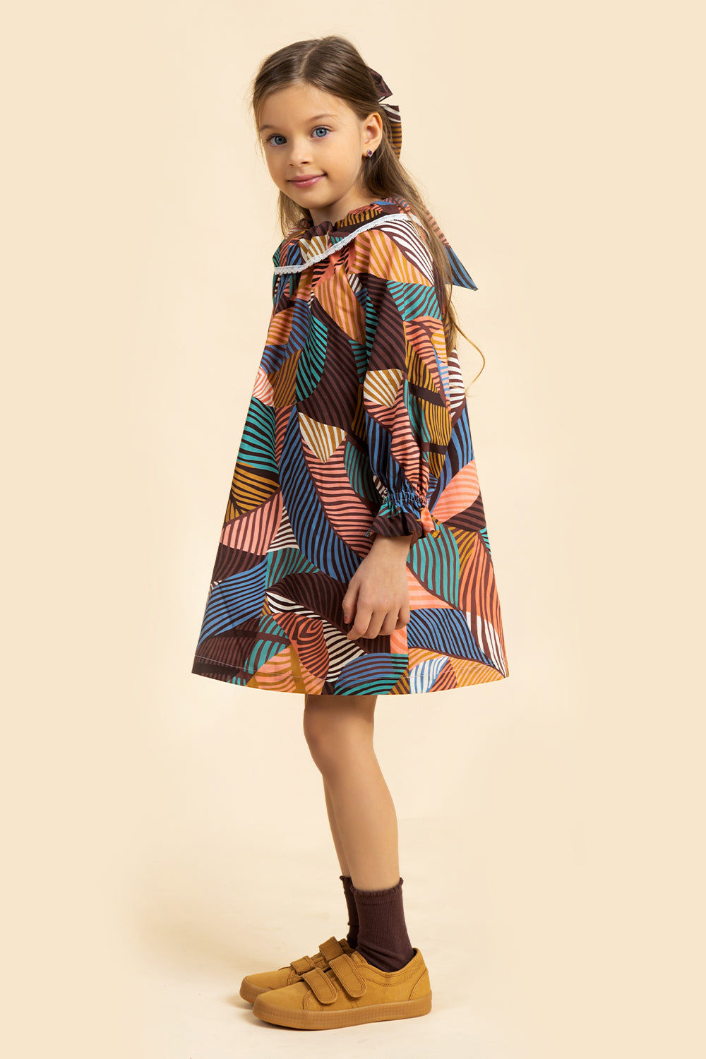 Oversized abstract leaves Liberty print cotton dress