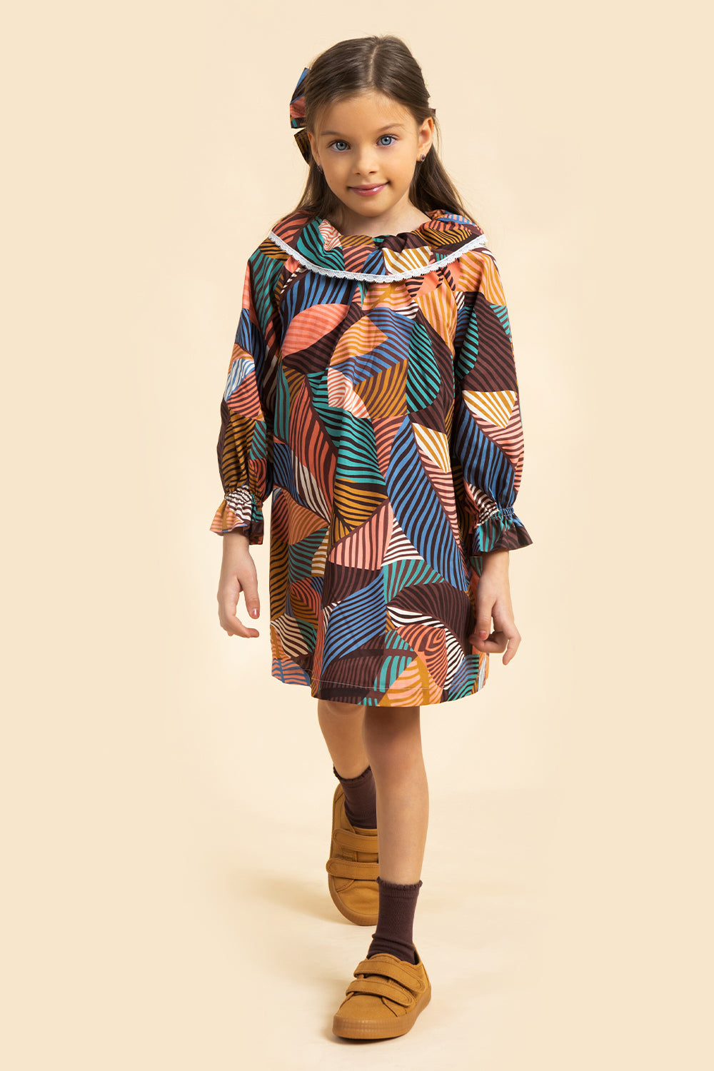 Oversized abstract leaves Liberty print cotton dress