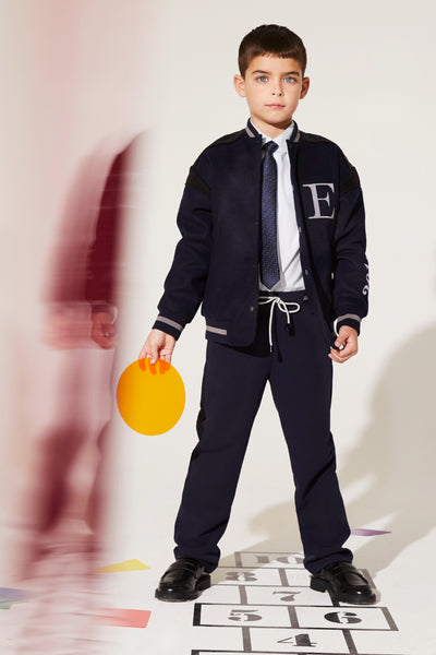 Blue trousers with drawstrings