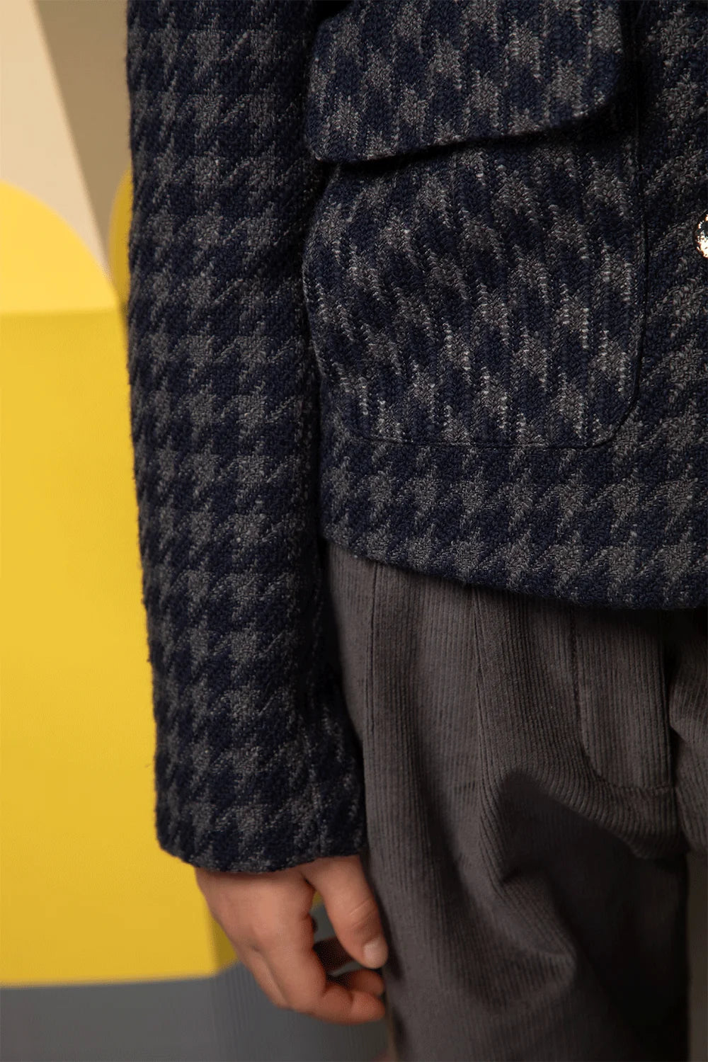 Elegant navy and grey tweed jacket