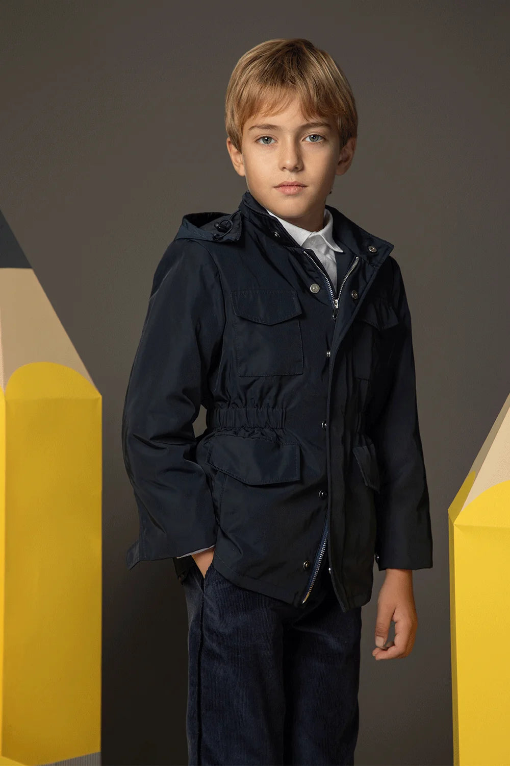Navy functional jacket with flap pockets