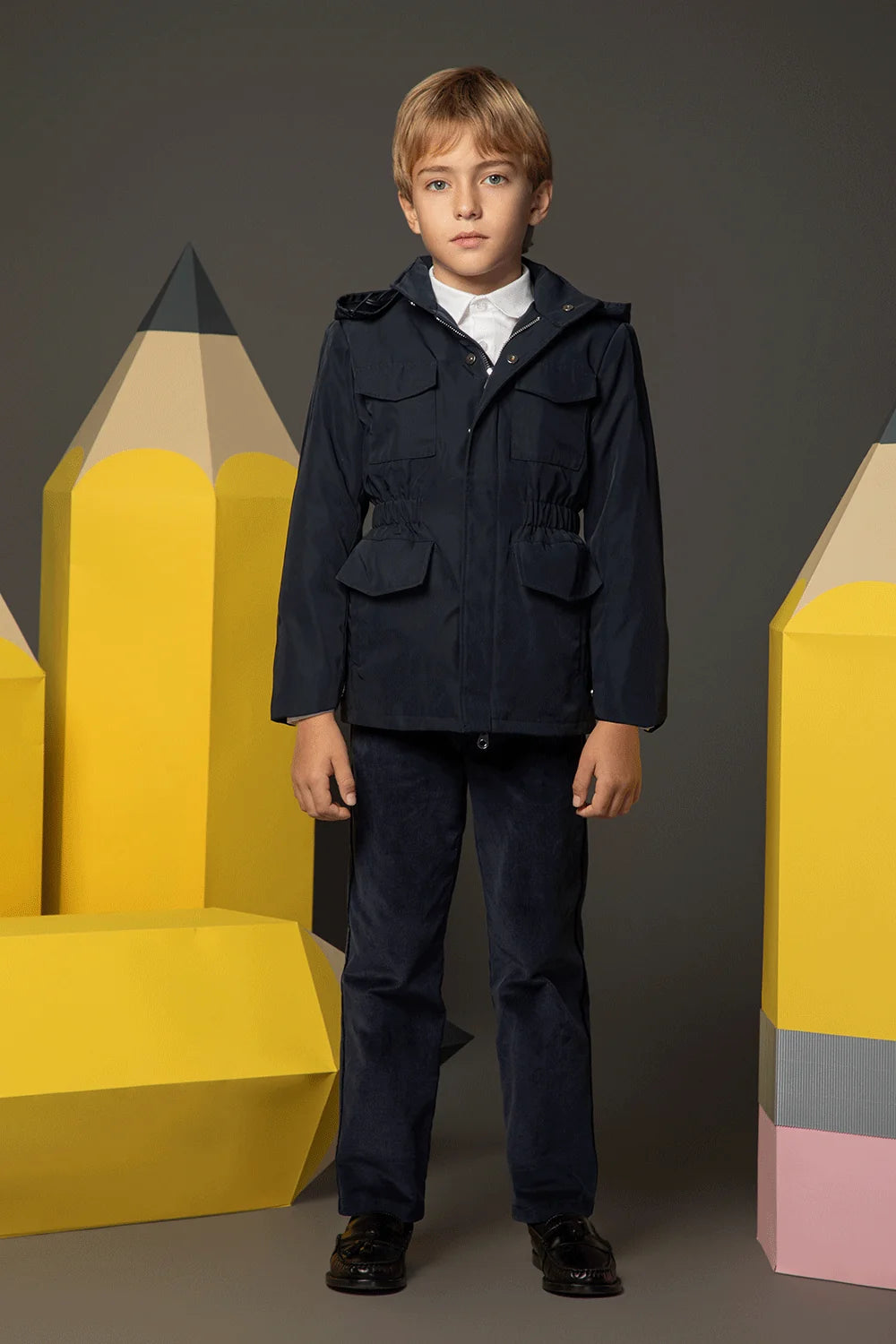 Navy functional jacket with flap pockets