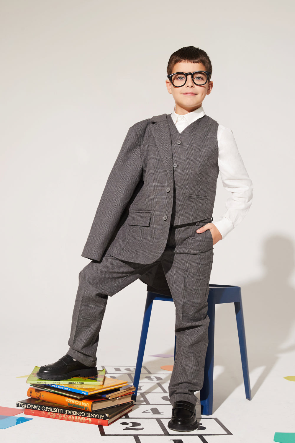 Gray plaid trousers