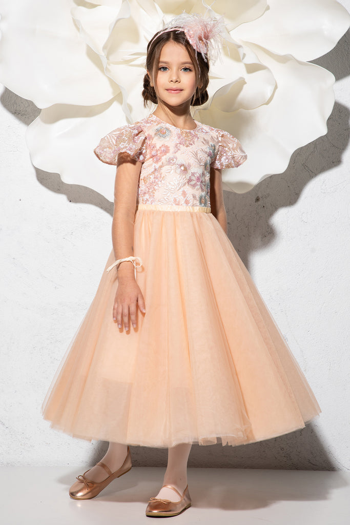 Velvet peach dress sale