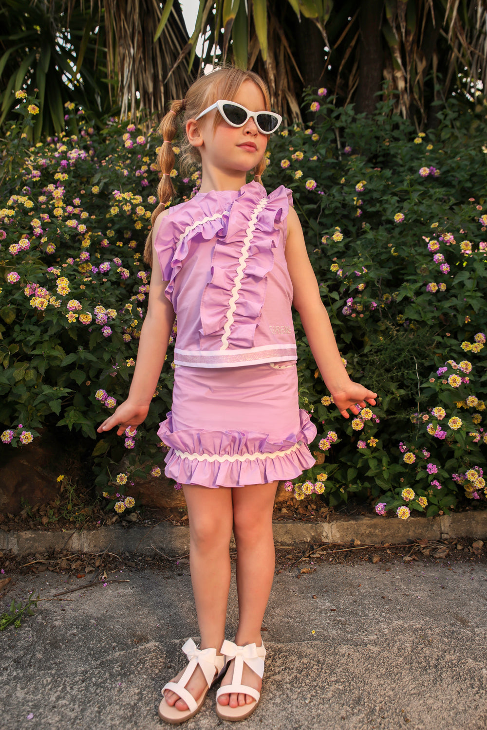 Purple cotton frilled skirt