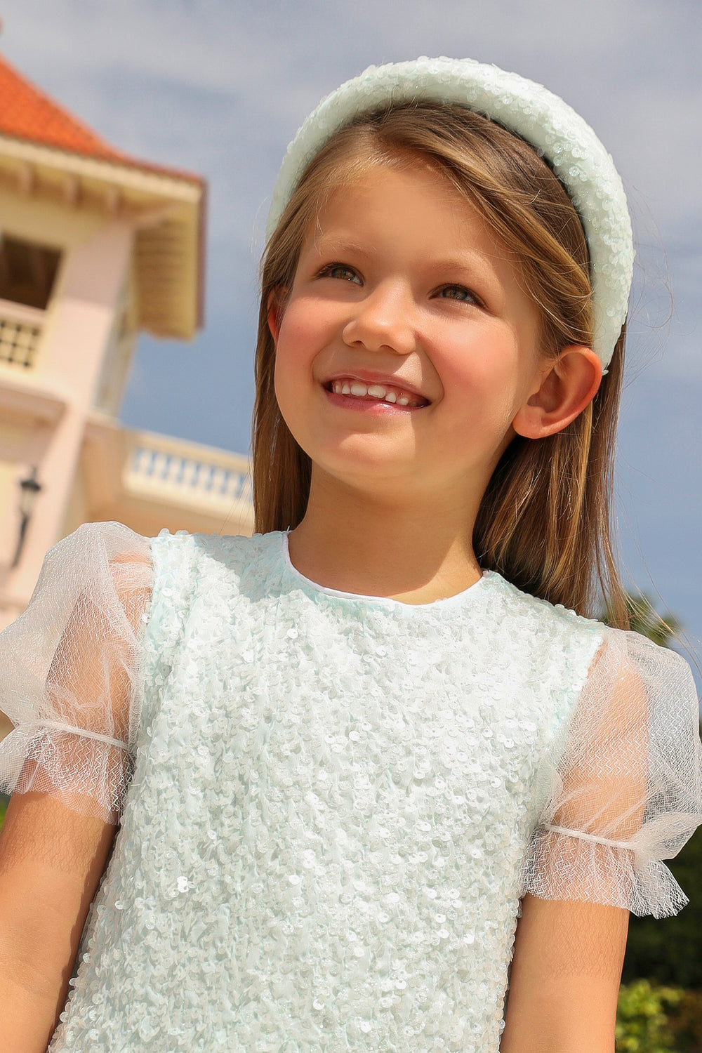 Light blue sequin headband
