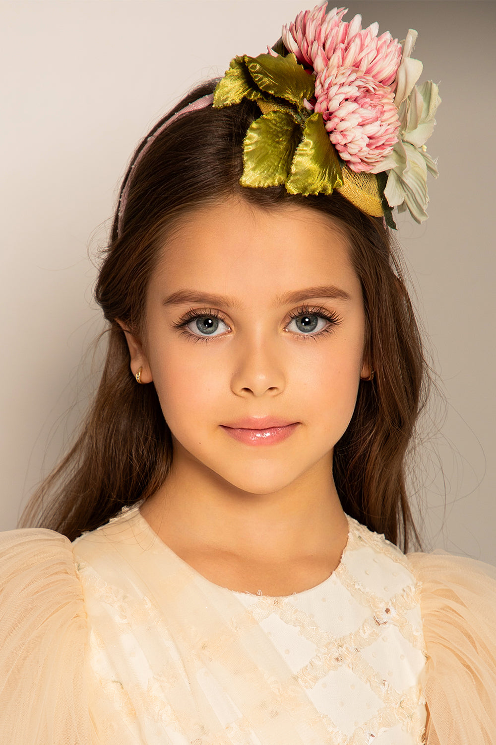 Pink and mint flowers headband