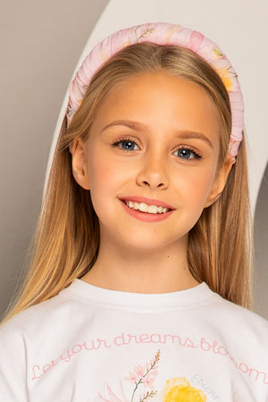 Pink floral chiffon headband