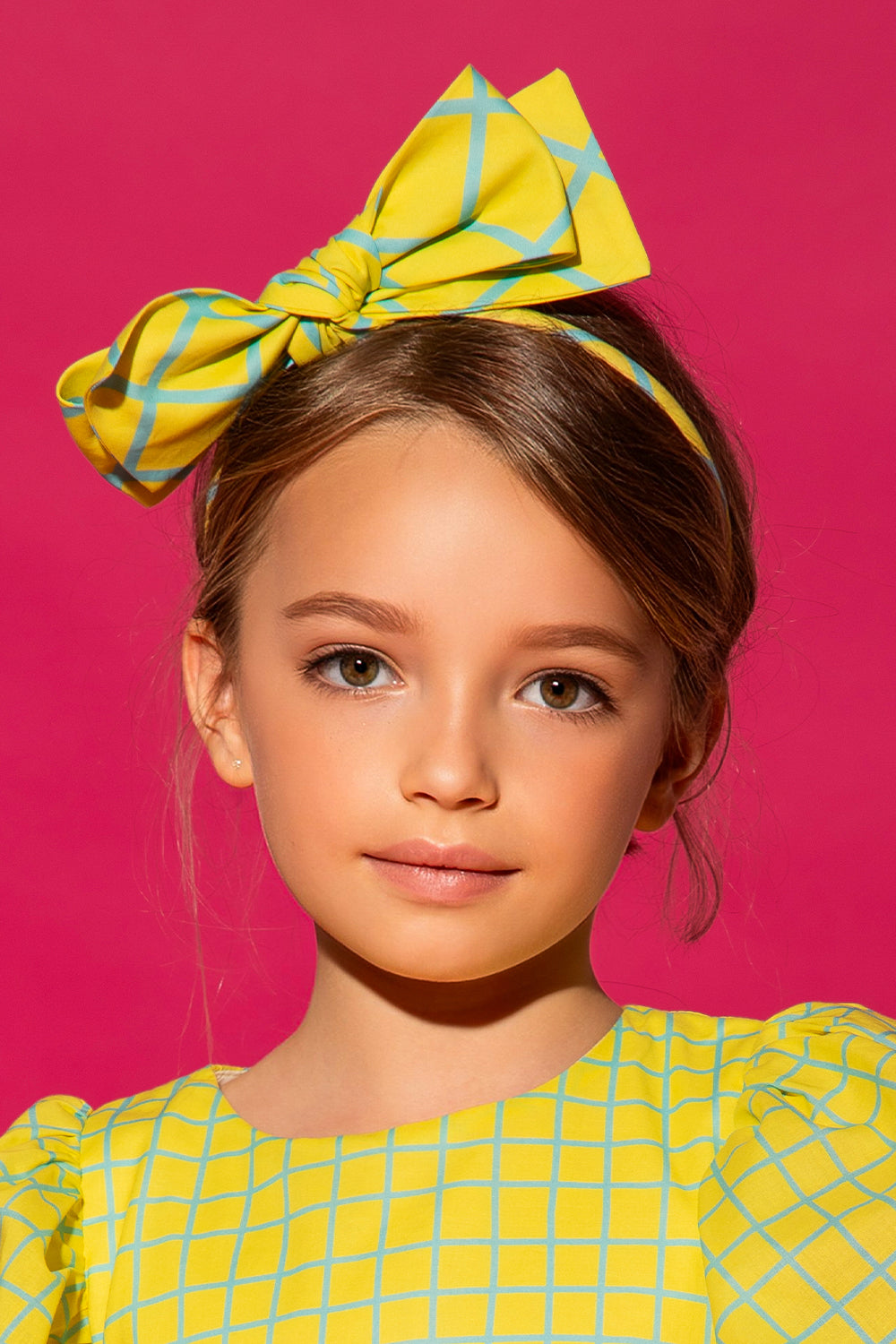 Yellow striped ribbon headband