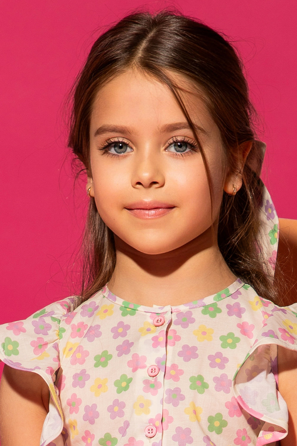 Off-white hairbow with multicolor flowers