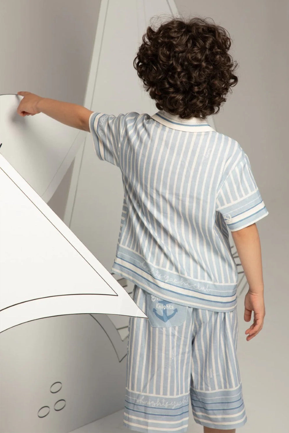 Striped linen shirt with a classic collar and short sleeves