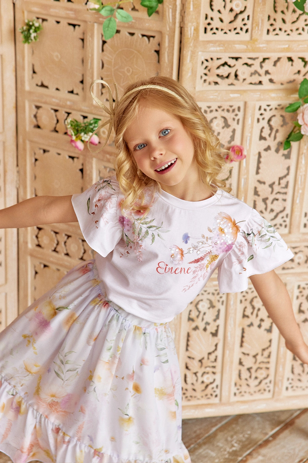 Light lavender floral midi skirt