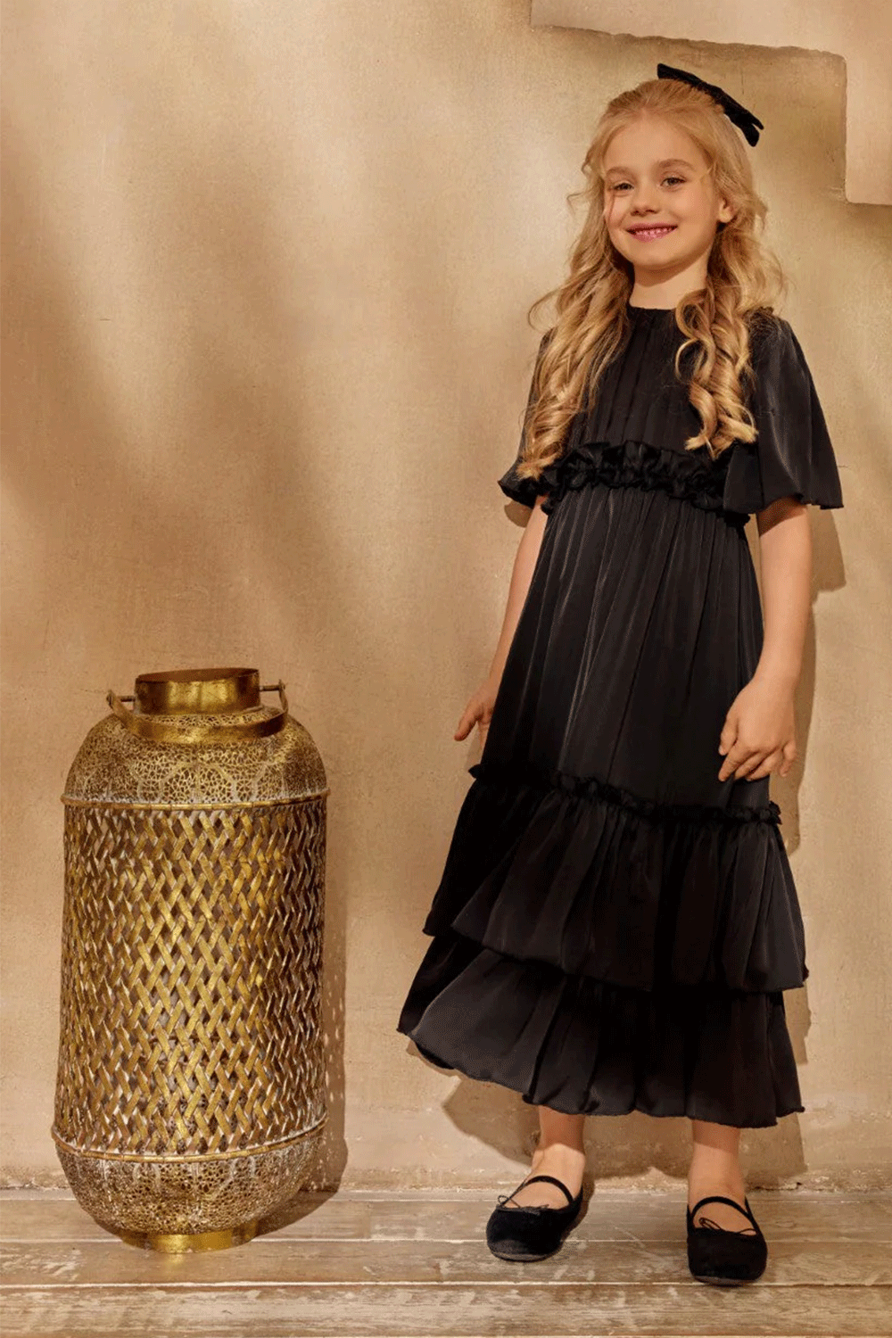 Long satin dresses with tiered skirt