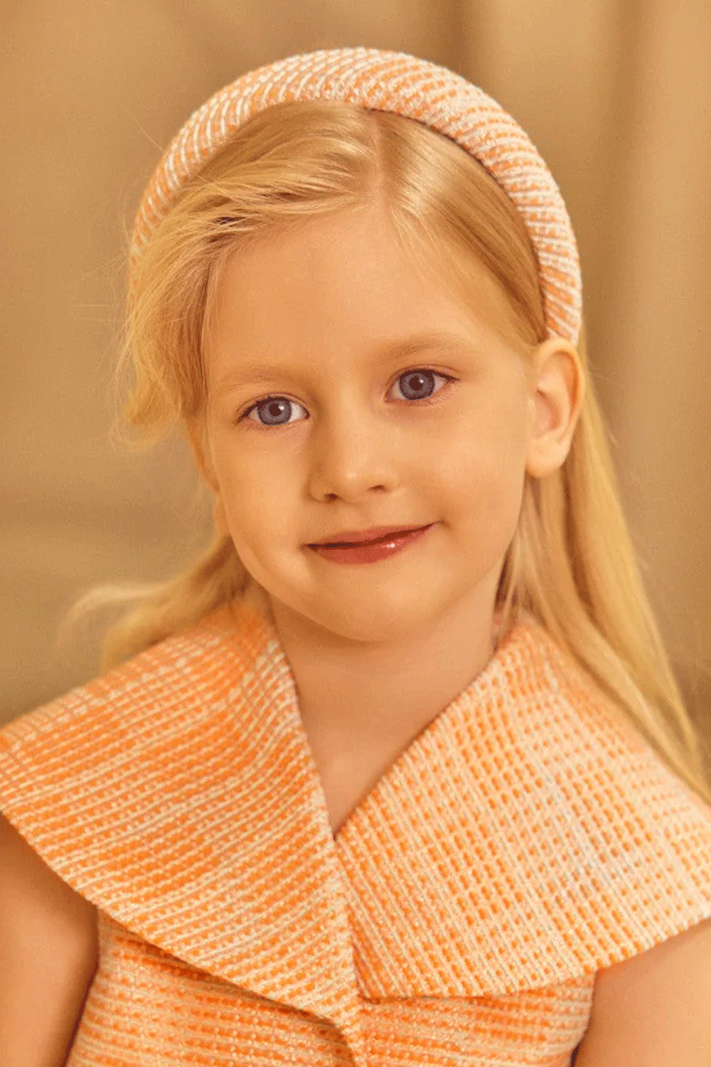 Padded headband in coral, aqua and rose gold tweed