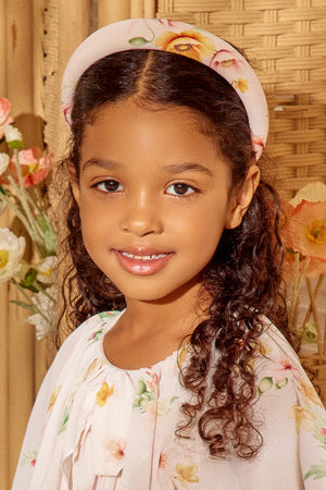 Soft pink padded hairband with floral print