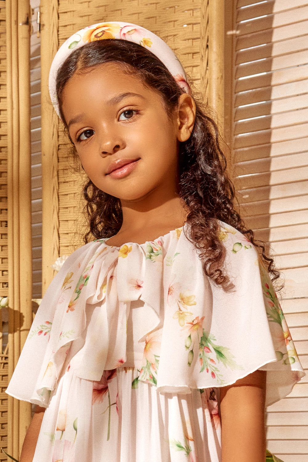 Soft pink padded hairband with floral print