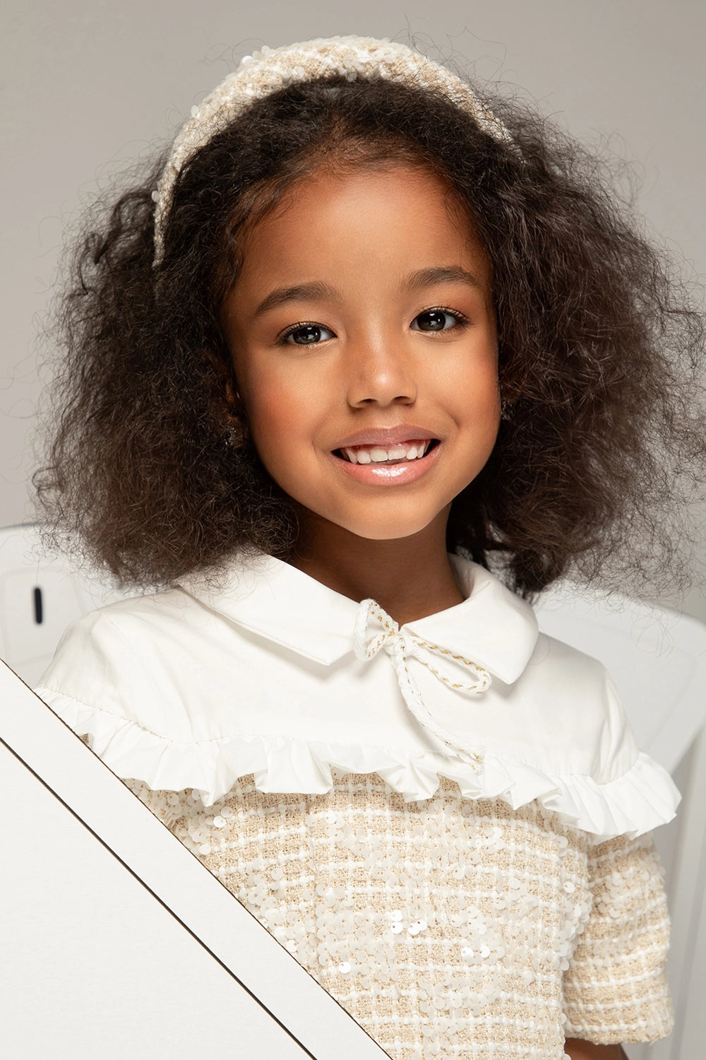 Cream tweed headband