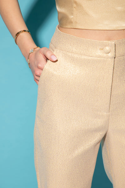 Shiny gold jacquard pants