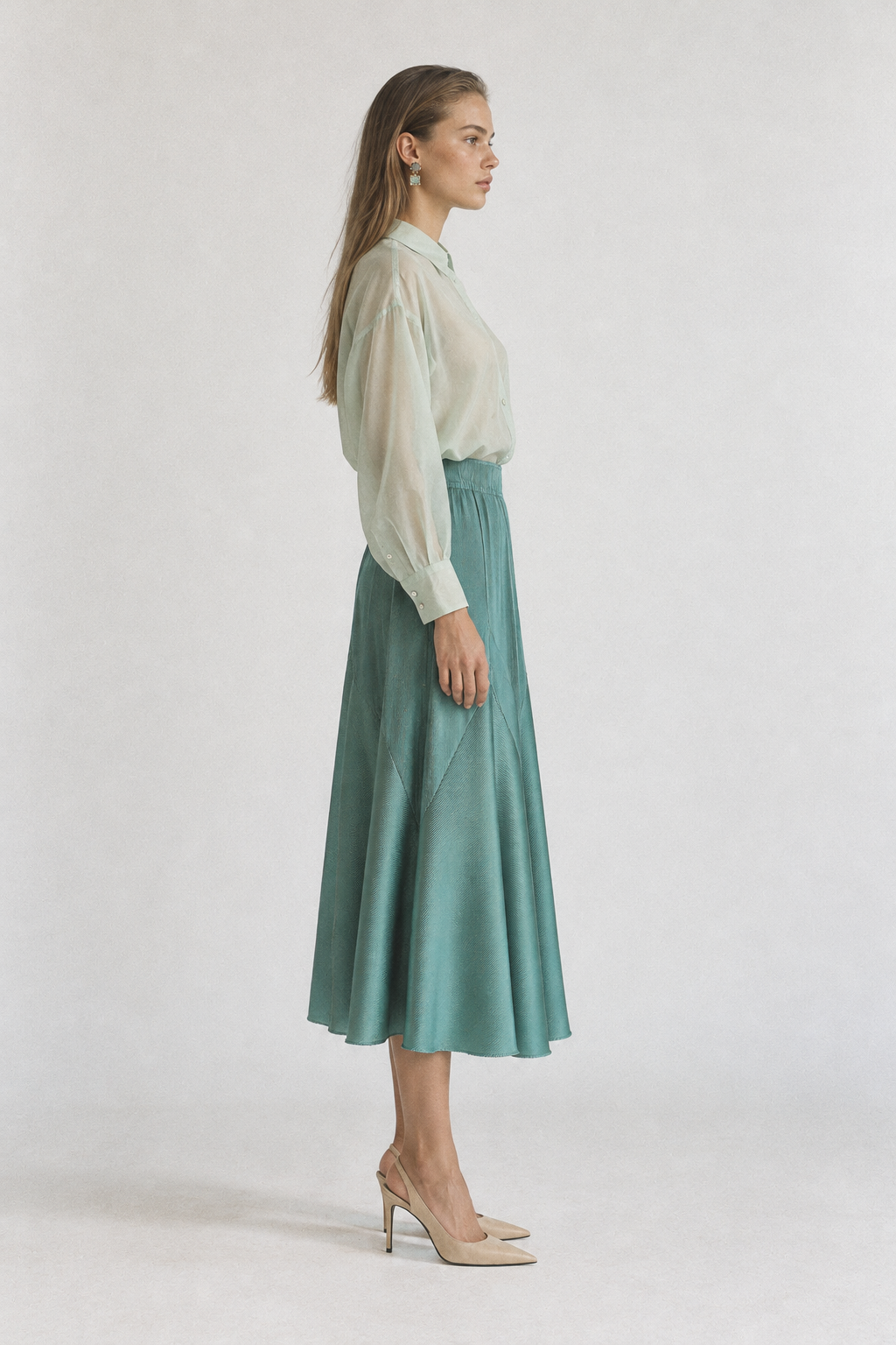 SAGE GLOW Shirt with Decorated Collar