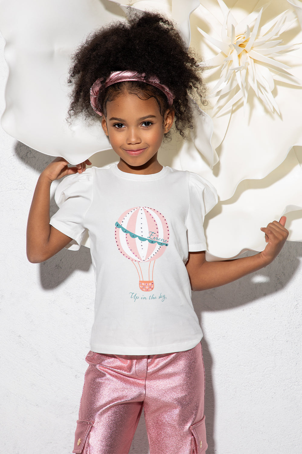 White balloon t-shirt with crystals