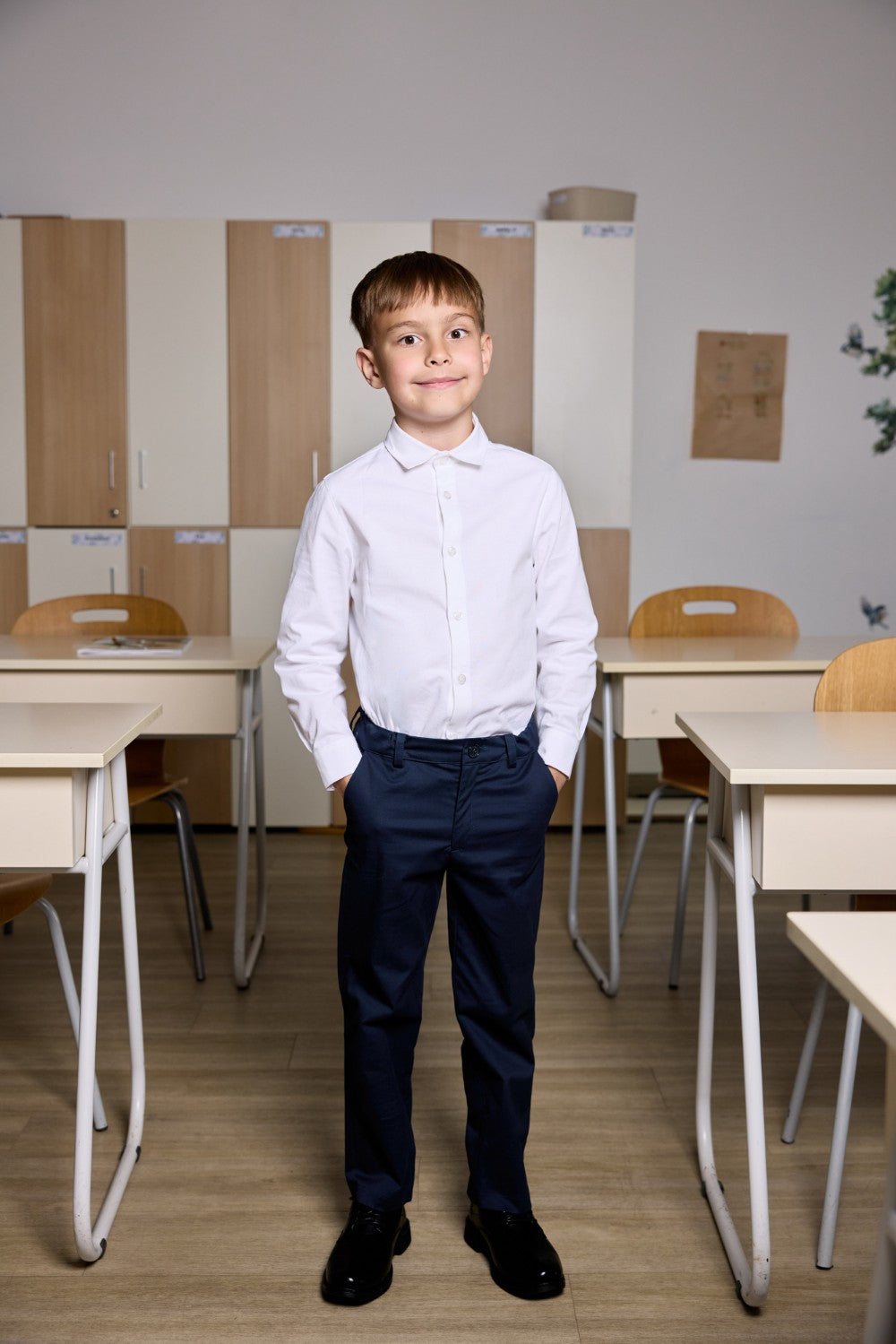 Classic navy chino trousers for little boys with a straight-leg fit