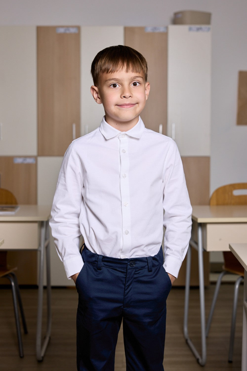 Classic white little boys cotton shirt