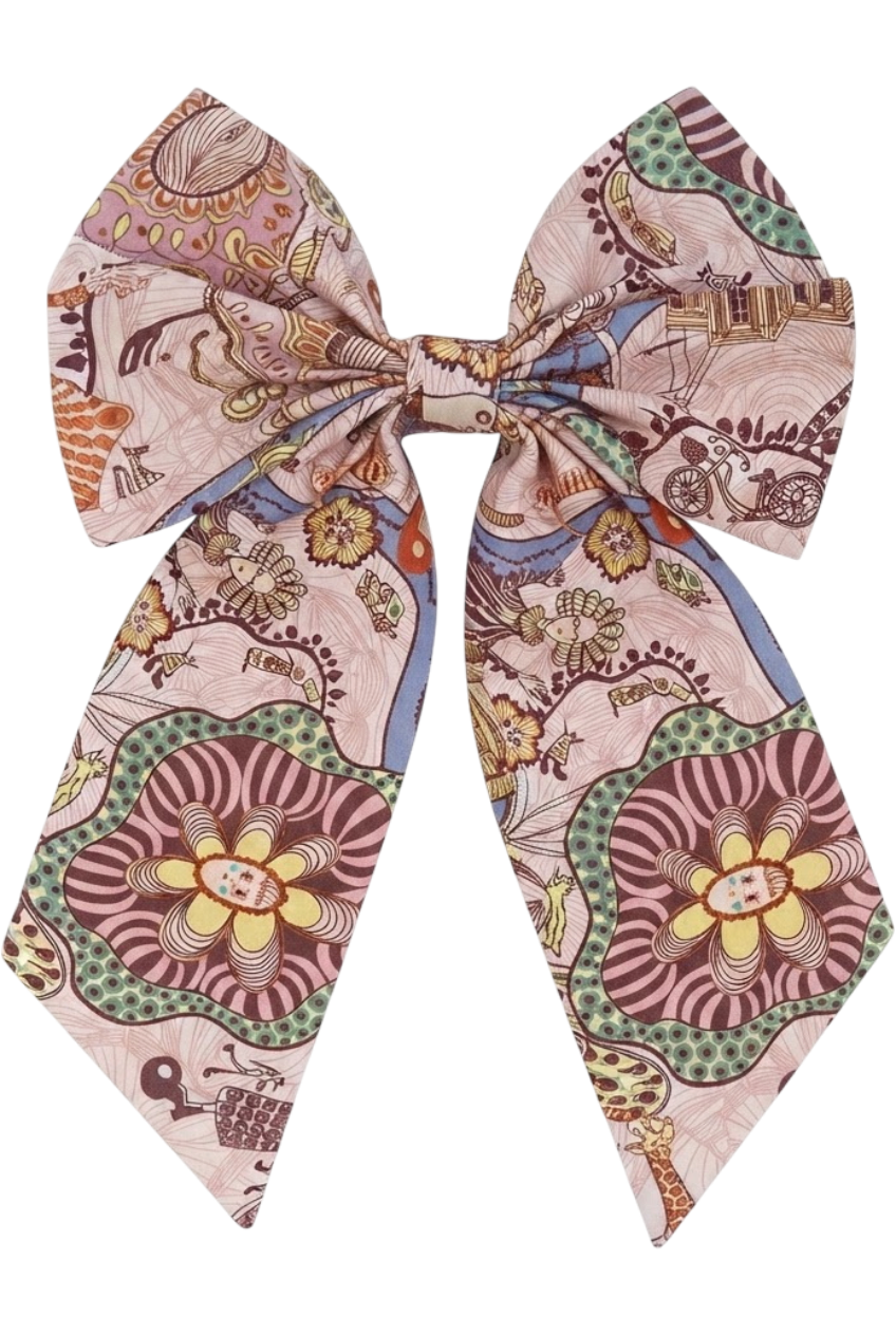 Liberty London funny creatures cotton white hair bow - product view