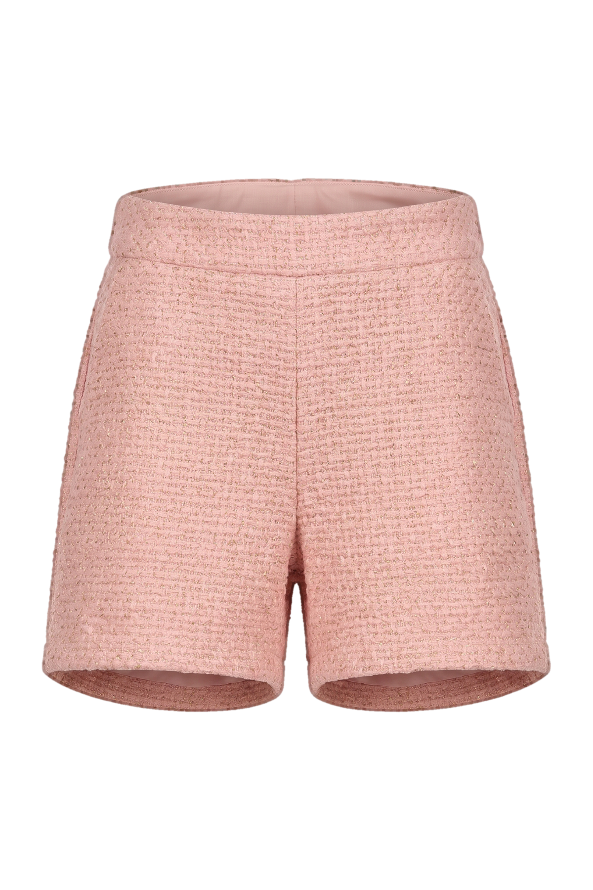 Pink and gold tweed shorts - product view