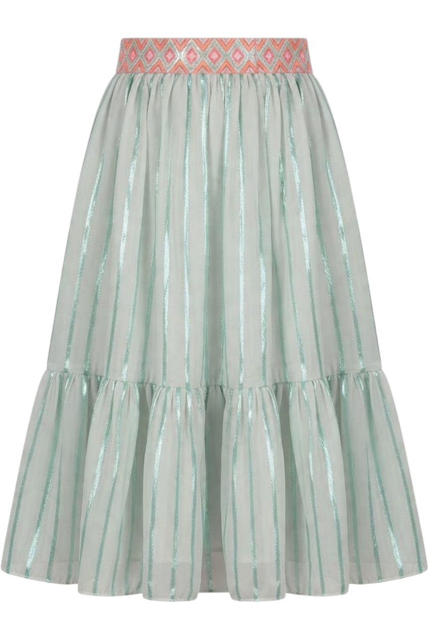 Light gray chiffon skirt with mint stripes - product view