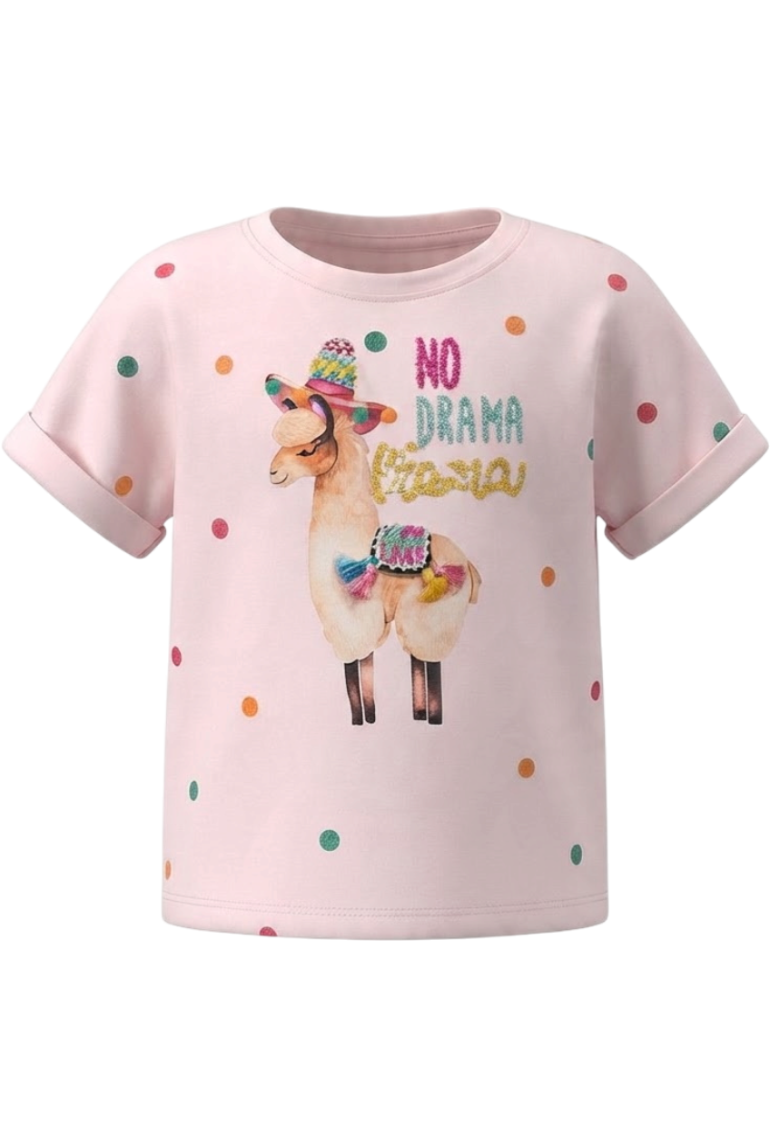Light pink "No Drama Lama" t-shirt - product view
